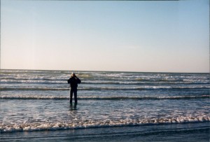 Les takes a swim