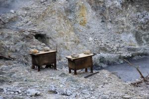 Volcano sensors (made of wood so they don't disintegrate)