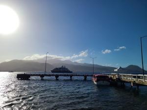 Our ship and a tender