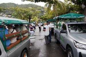 Getting into the jeeps