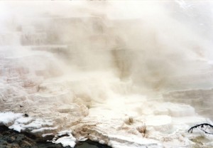 Mammoth Hot Springs in a sulphur haze