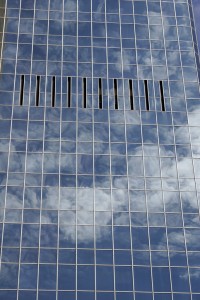 Chase Bank building reflects the sky
