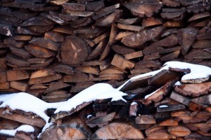 Snow on the firewood