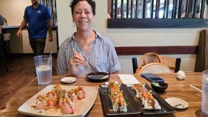 Sushi lunch at Mikuni's in Roseville with Barbara Fullmer