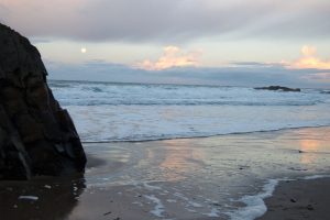 Rock, beach and moon