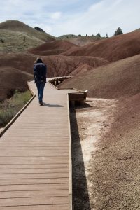Marion heads down the boardwalk