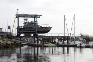 Launching the Coast Guard boat